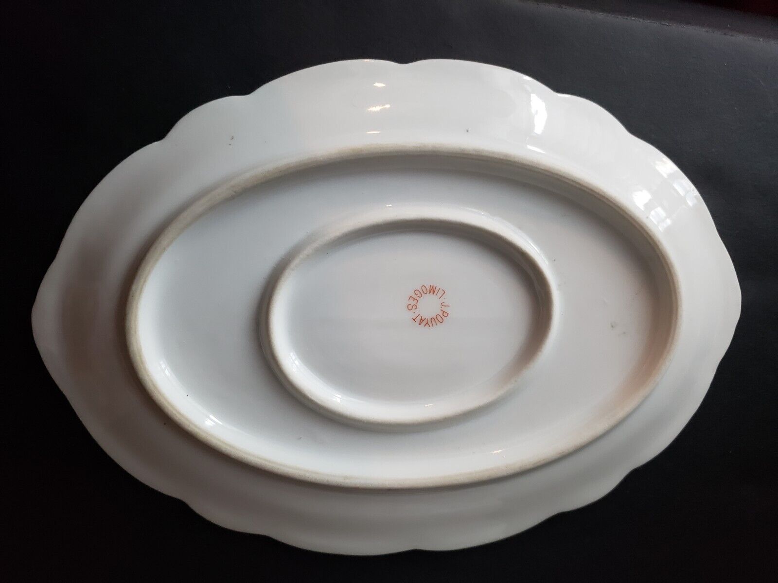 JP France Gravy Boat Gold Trim Double Rose Garland Blue Pink Flower (lot 646)