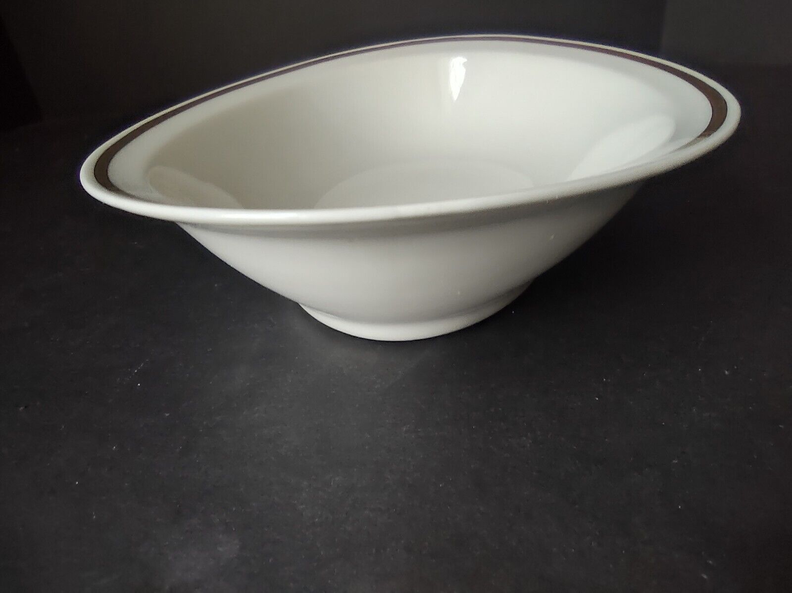 Haviland Limoges 10" x 8-1/4" White Serving Bowl Black & Gold Trim (lot 681)