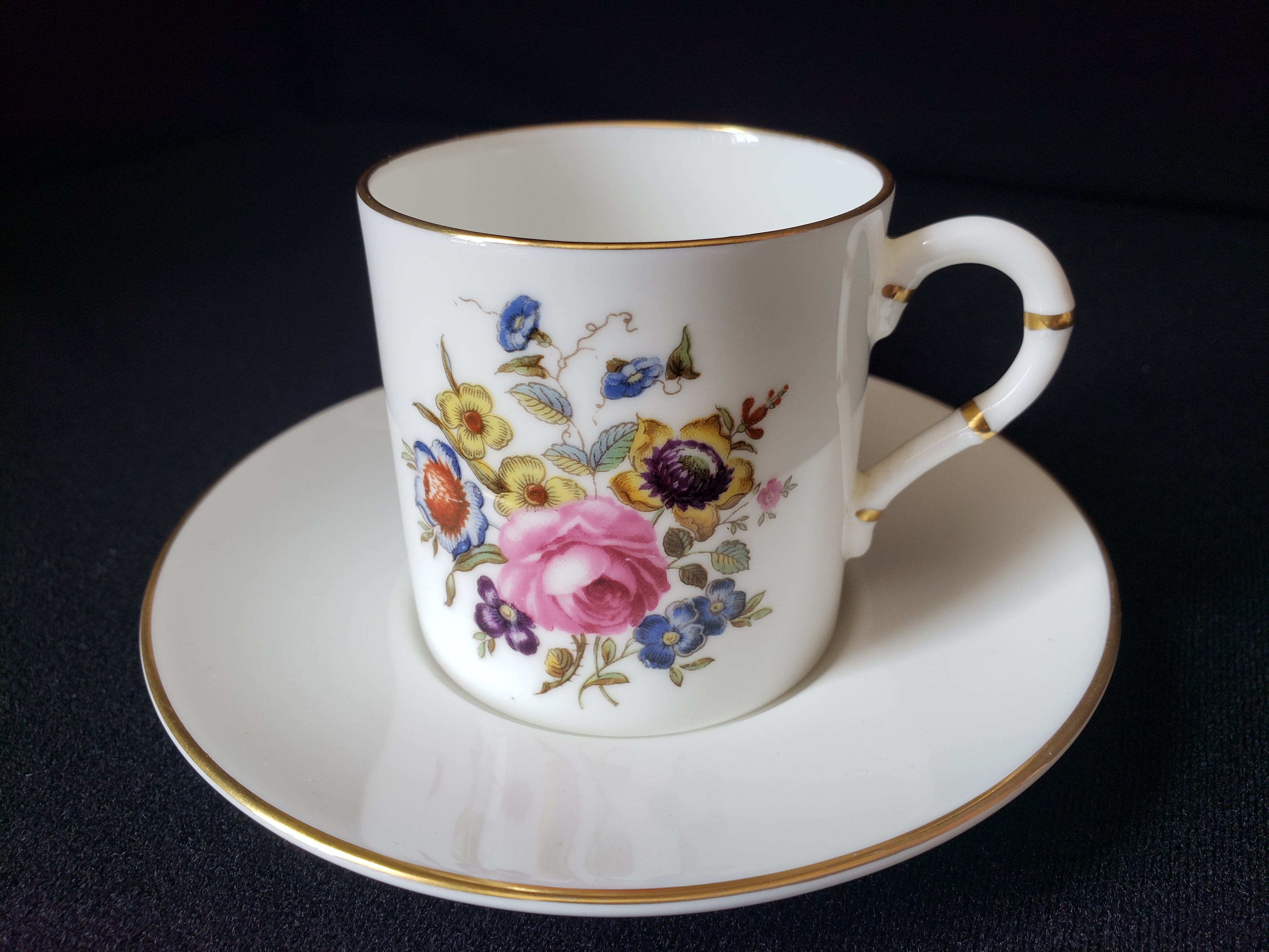Vintage Royal Worcester Demitasse Cup with Saucer Roses (lot 2068)