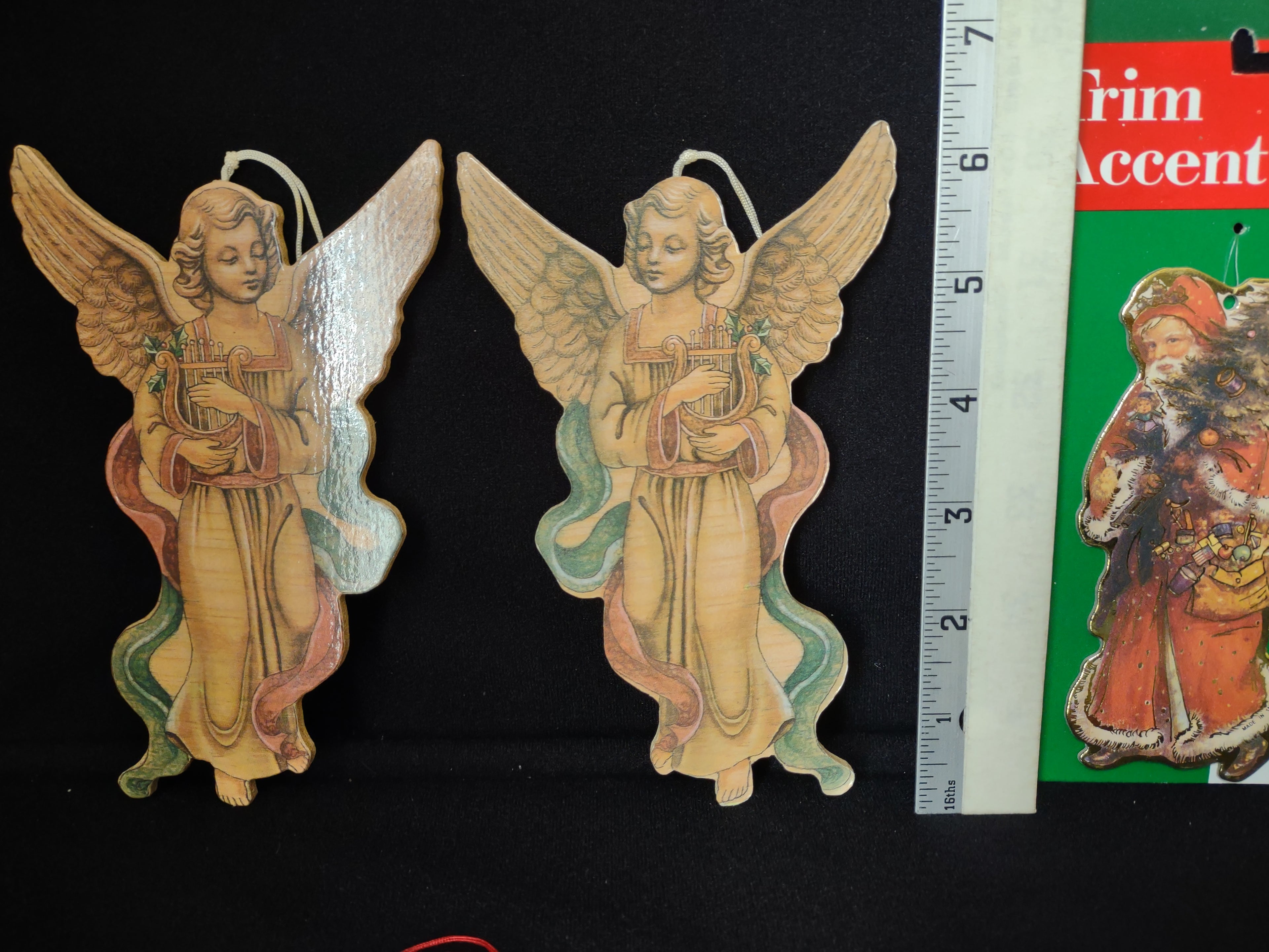 Set of 8 Christmas Ornament Angels Velvetouch (lot 1760)