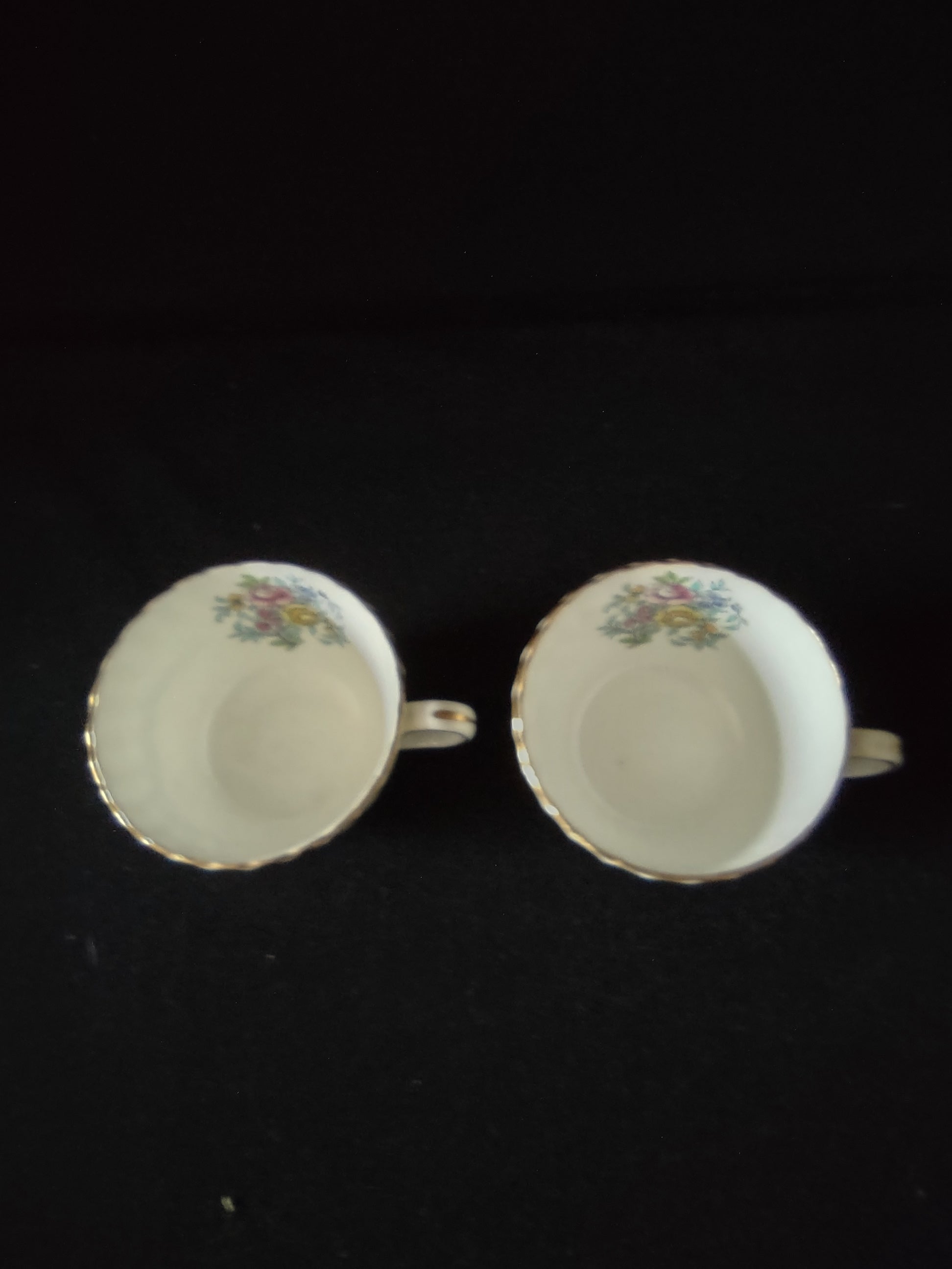 Vintage Minton Ardmore Teacup Bone China Leaf Floral Gold Set Of 2 (Lot 5494)