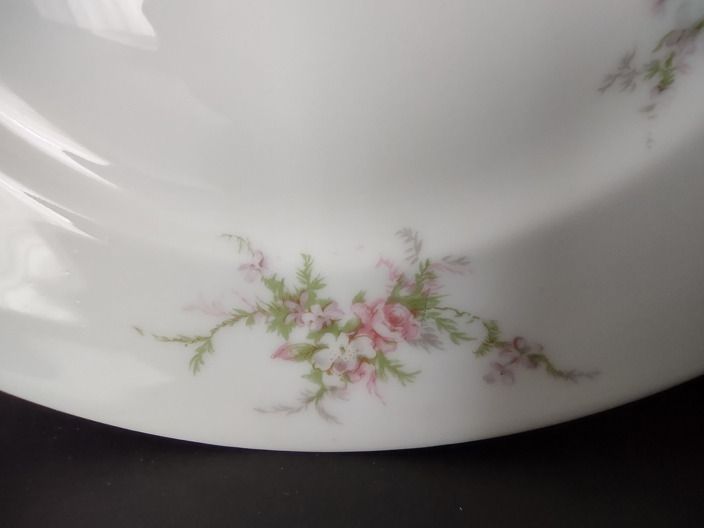 Haviland Limoges 2 x Dessert/Salad Plate Pink White Cabbage Rose Moss (lot 903)