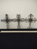 Vintage 3 Metal Crosses Wall Art Fleur De Lis Scrolls (Lot 3811t)