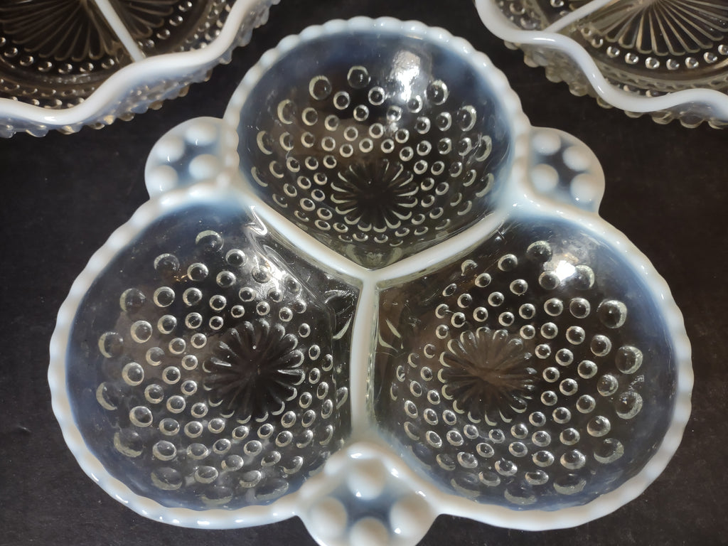 Anchor Hocking Hobnail Moonstone Serving Dish Set of 3 (lot 2600c)