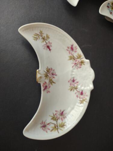 lot 783 GDM CFH Limoges 3 x Bone Plate Blue Pink Flower