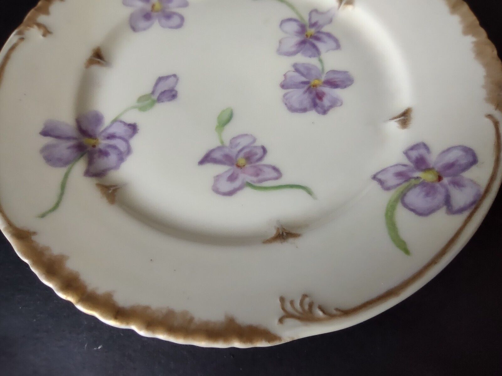 Vintage CFH GDM Field Haviland Limoges France Plate Purple Pansy 6-1/4" (lot 498