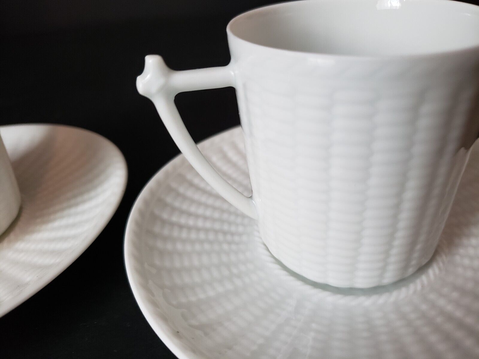 CH Field Vintage 2 x Demitasse Espresso Coffee Cup White Whicker Design (lot 652