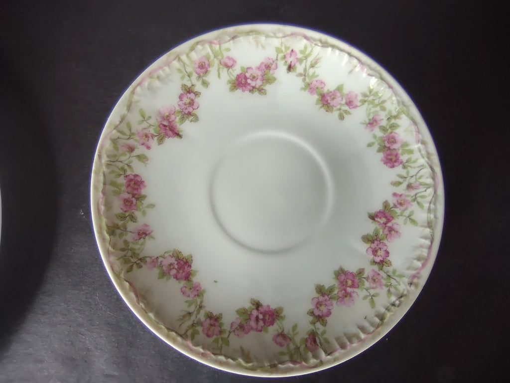 GDA Limoges Dinner & Salad Plate Apple Blossom Garland Swag Ribbon (lot 747)