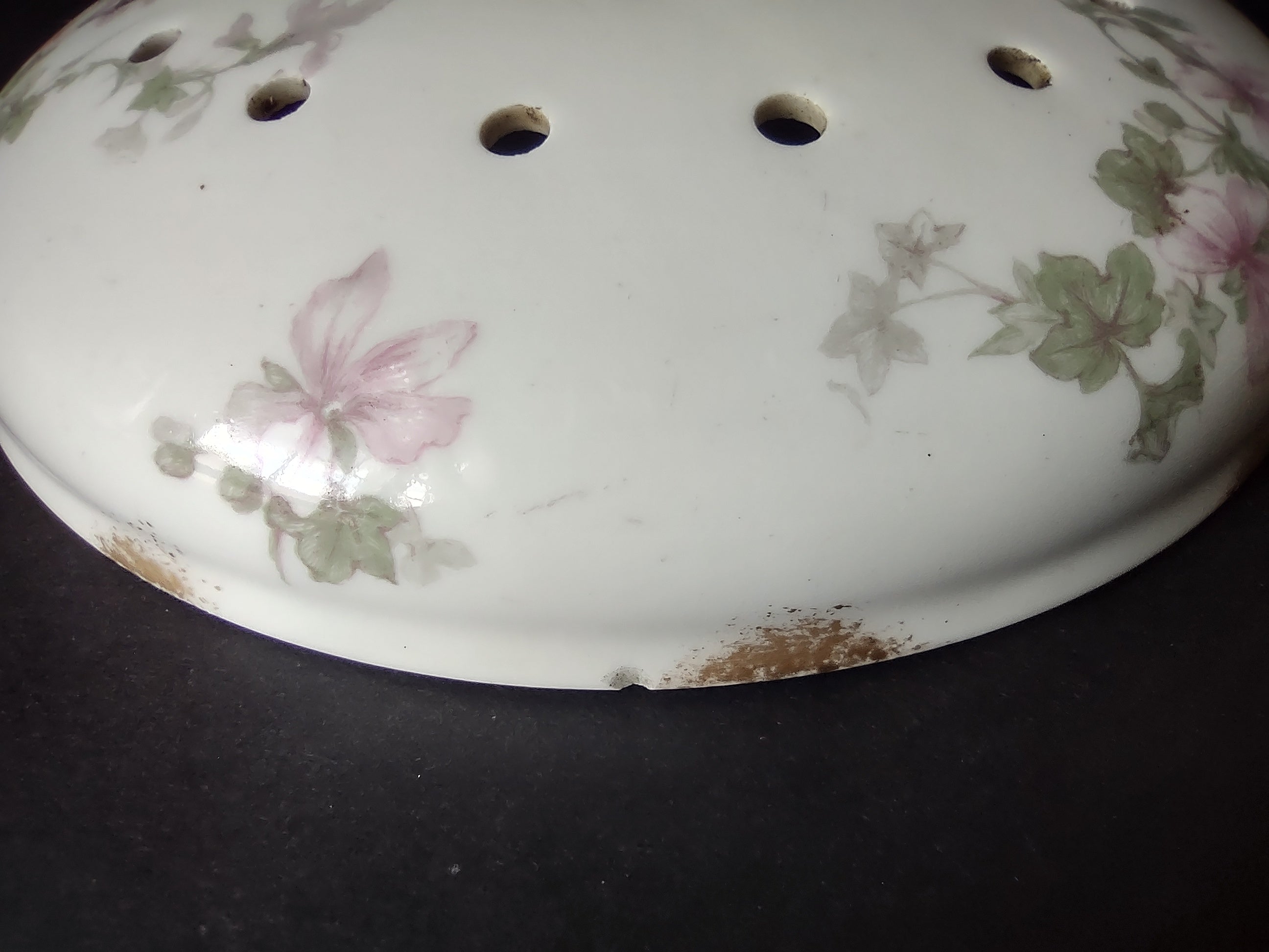 Haviland France Limoges Pancake Lid ONLY Floral Round 7" IMPERFECT (lot 1024)