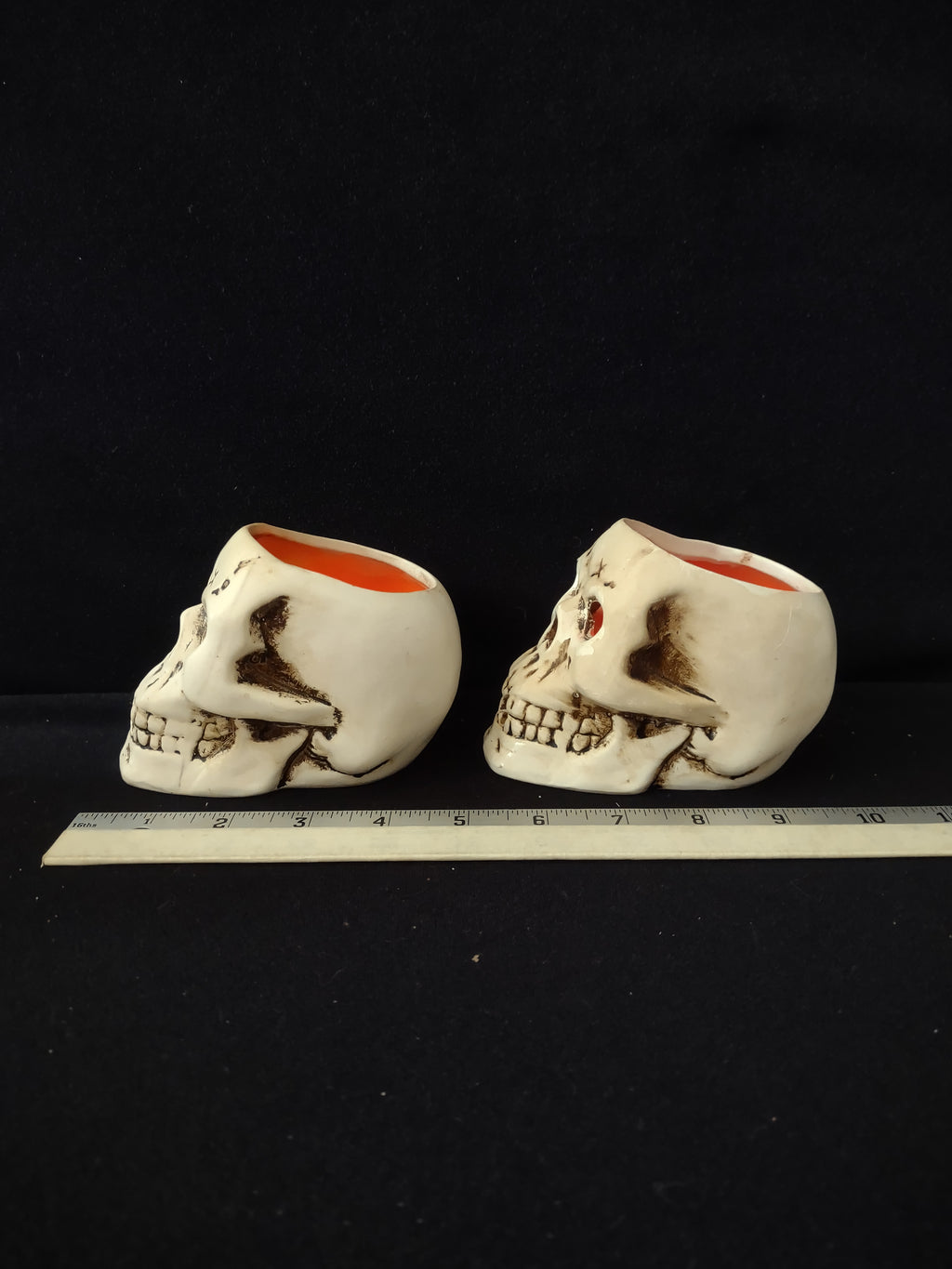 Halloween 4" Skull Candle Holder Set of 2 (Lot 3173)