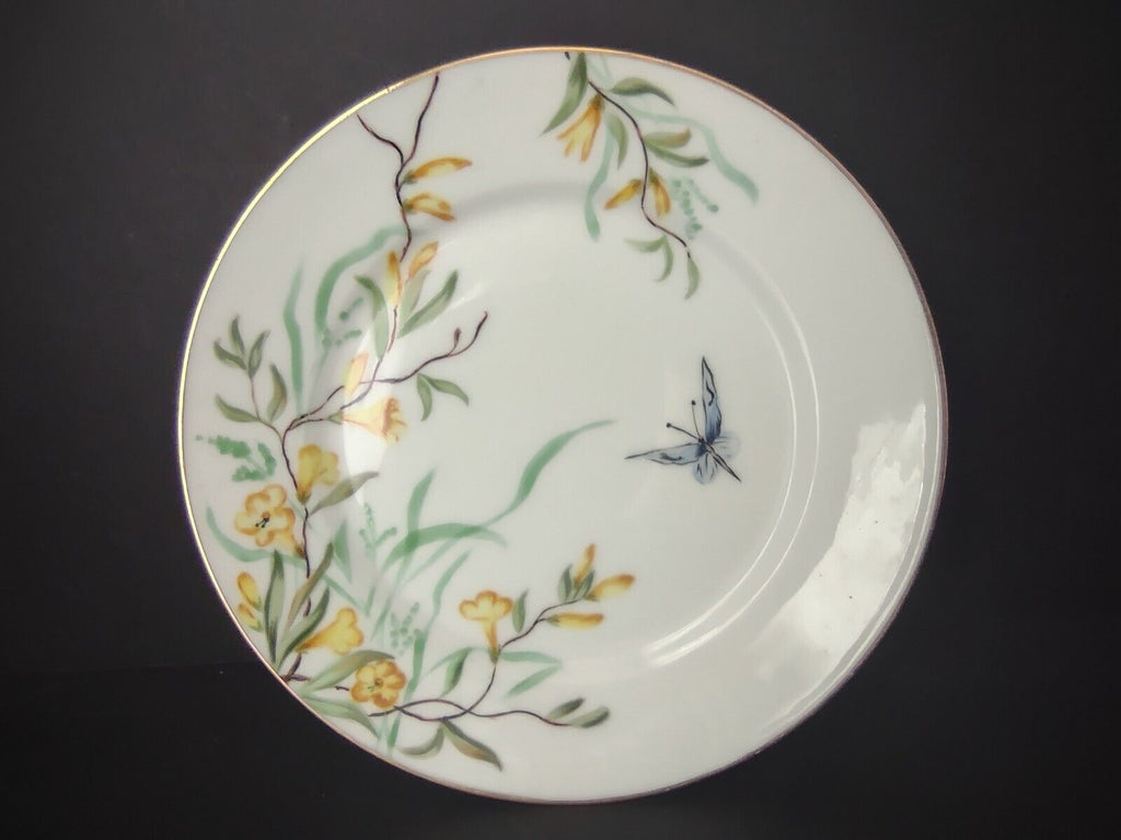 Haviland Limoges France 3 x Dessert 7-3/4" Gold Trim Flower Butterfly (lot 624)