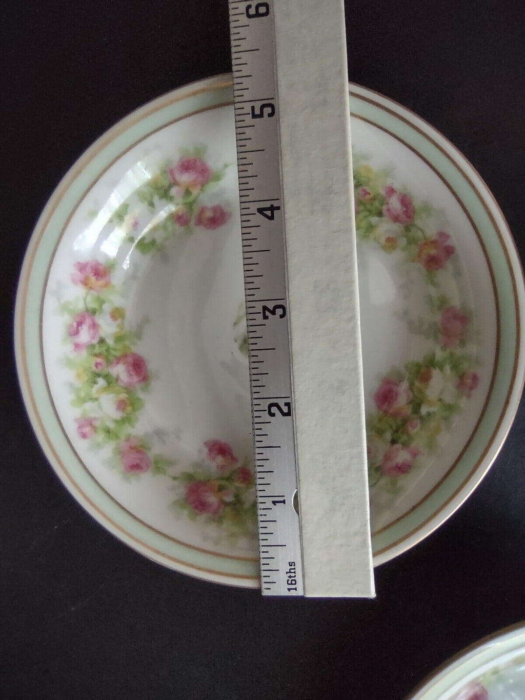 Coronet Limoges France 5 x Bowl 5-1/4" Mint Band Gold Trim Pink Rose (lot 552)
