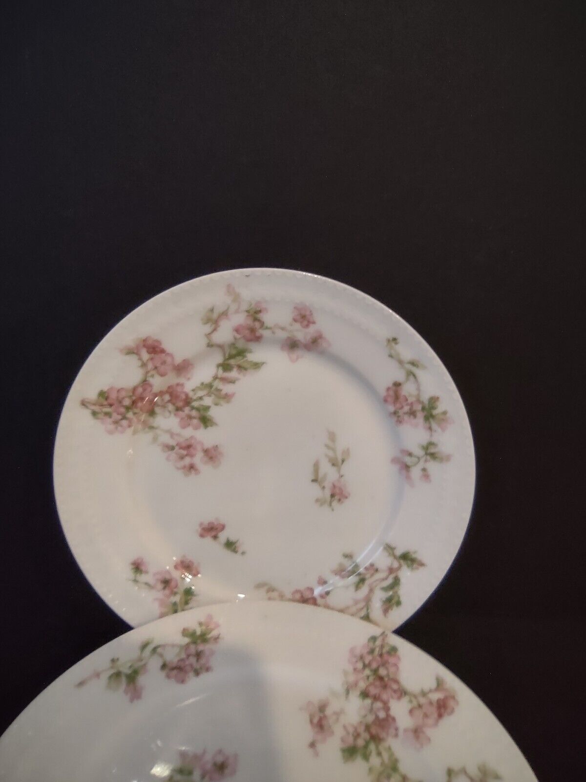 Haviland Limoges France 3 x Bread Butter Plate Gold Handles Red Blossoms lot 557