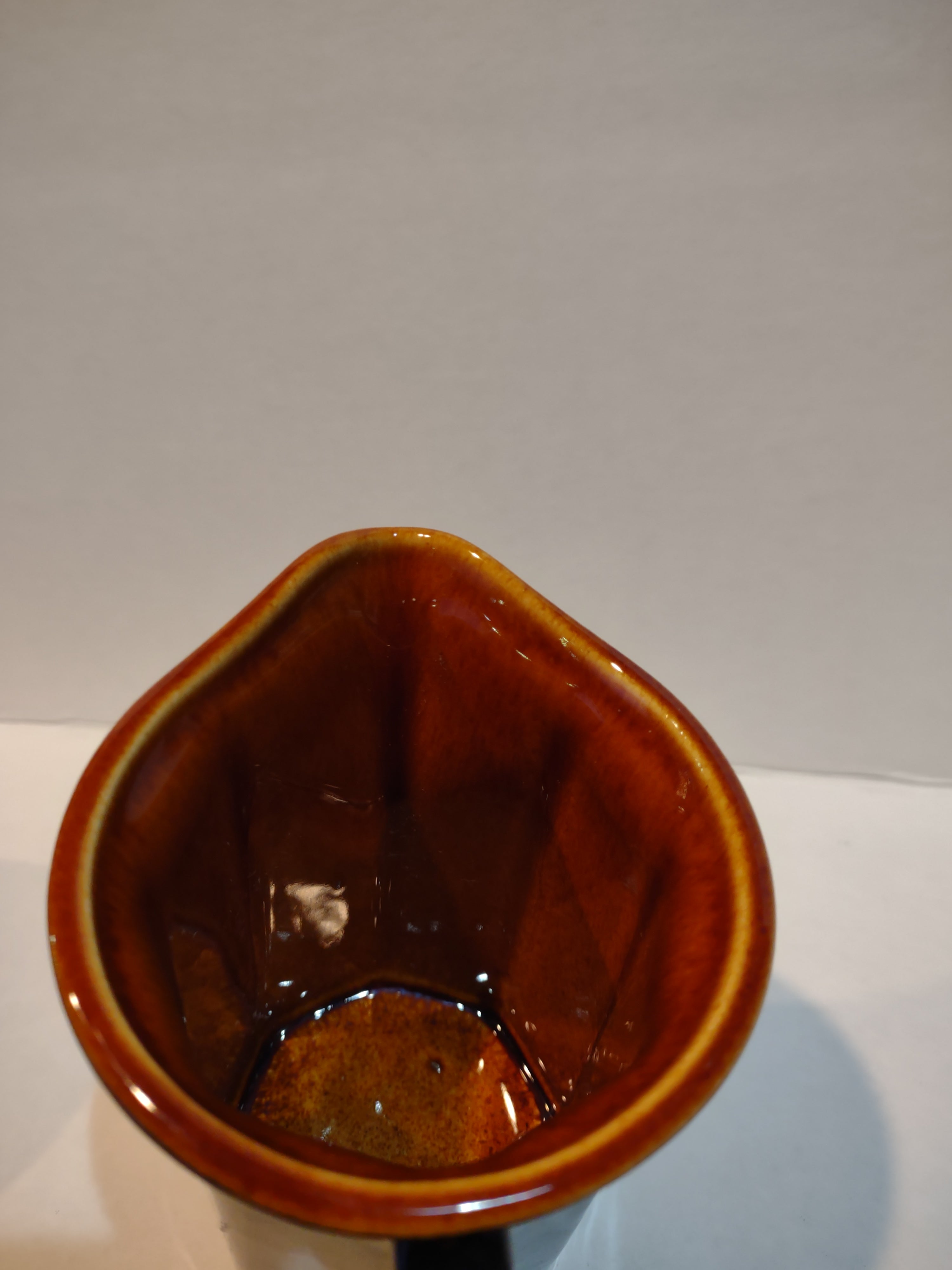 Vintage MCM Ironstone Amber Octagon Sugar Bowl Creamer Rustic USA (lot 5010)