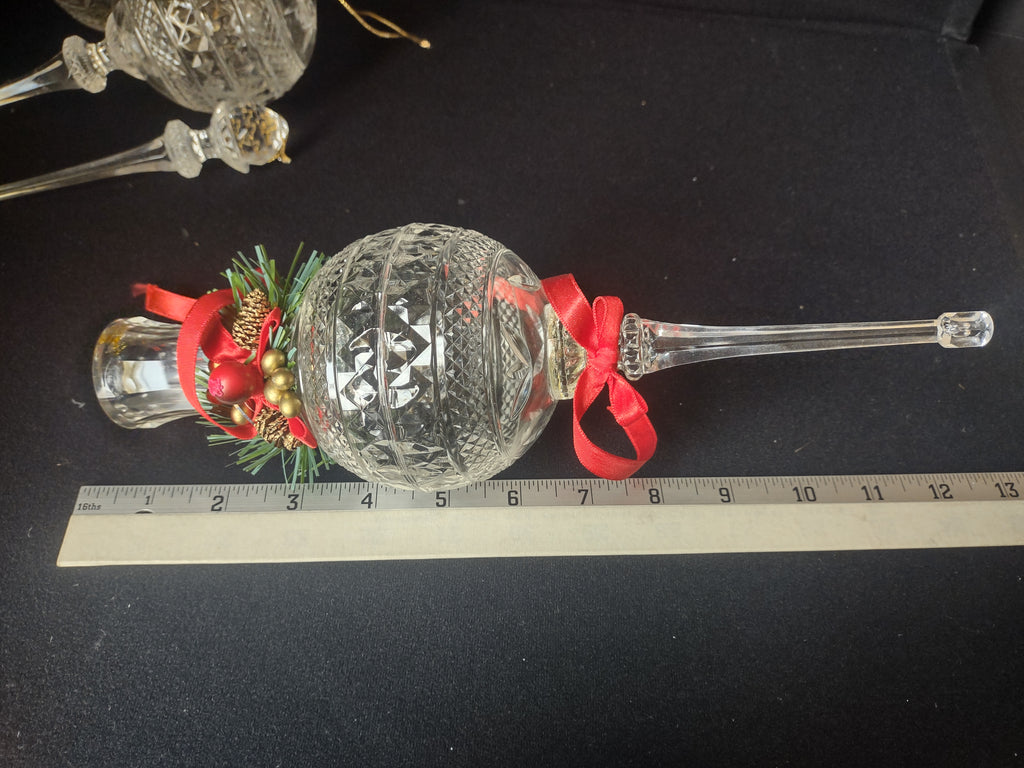 Set of Christmas Tree Topper Matching Ornaments Plastic Etched Ball (lot 1679)