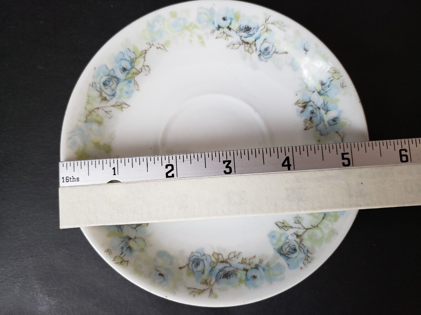 Haviland Limoges France Teacup & Saucer Blue Rose IMPERFECT (lot 618)