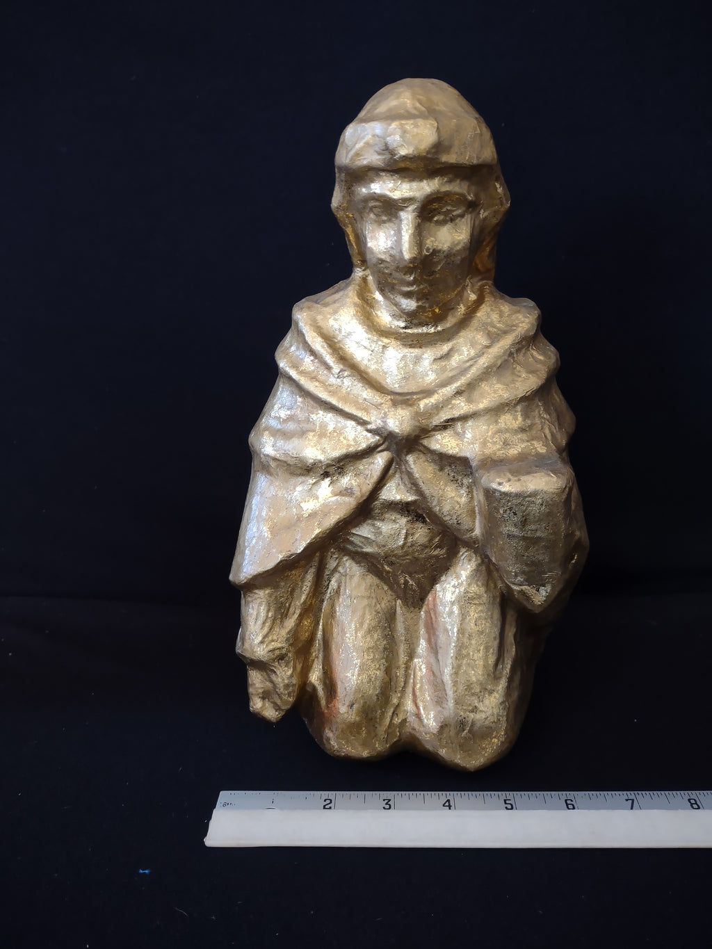 Vintage Christmas Paper Mache Gold Kneeling Wise Man (Lot 4817)