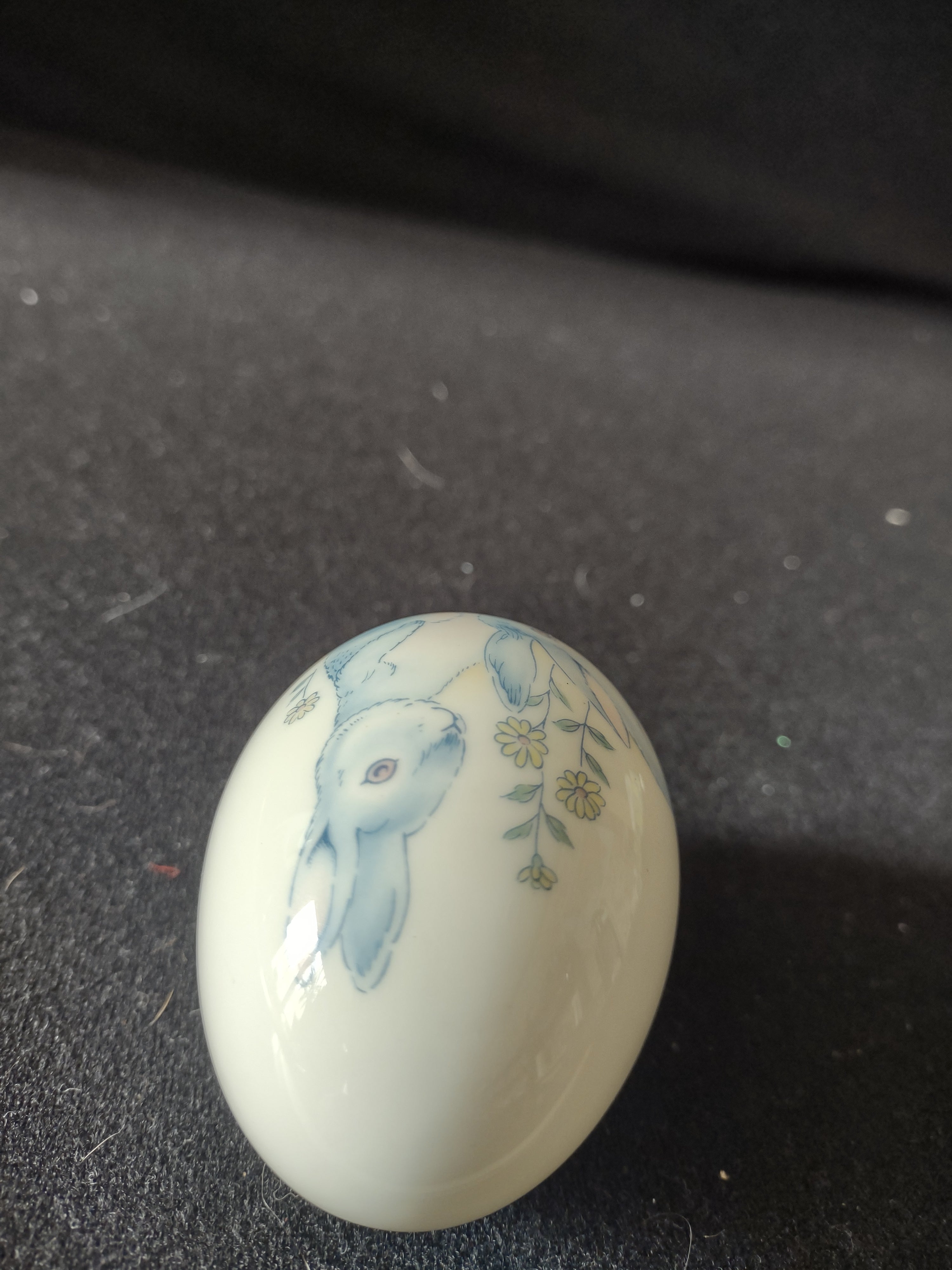 Vintage 1971 Noritake Japan Bone China Easter Egg Blue Bunny Flower (Lot 5071)