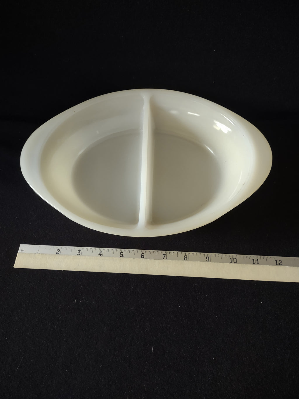 Vintage Glasbake Milk Glass Divided Casserole Dish Red Rose (Lot5292)