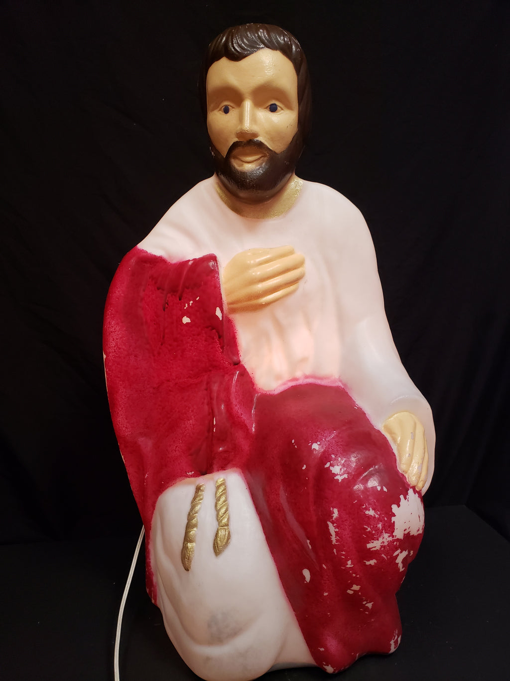 Vintage Christmas Blow Mold Nativity Joseph Maroon Figurine 29" (lot 2245)
