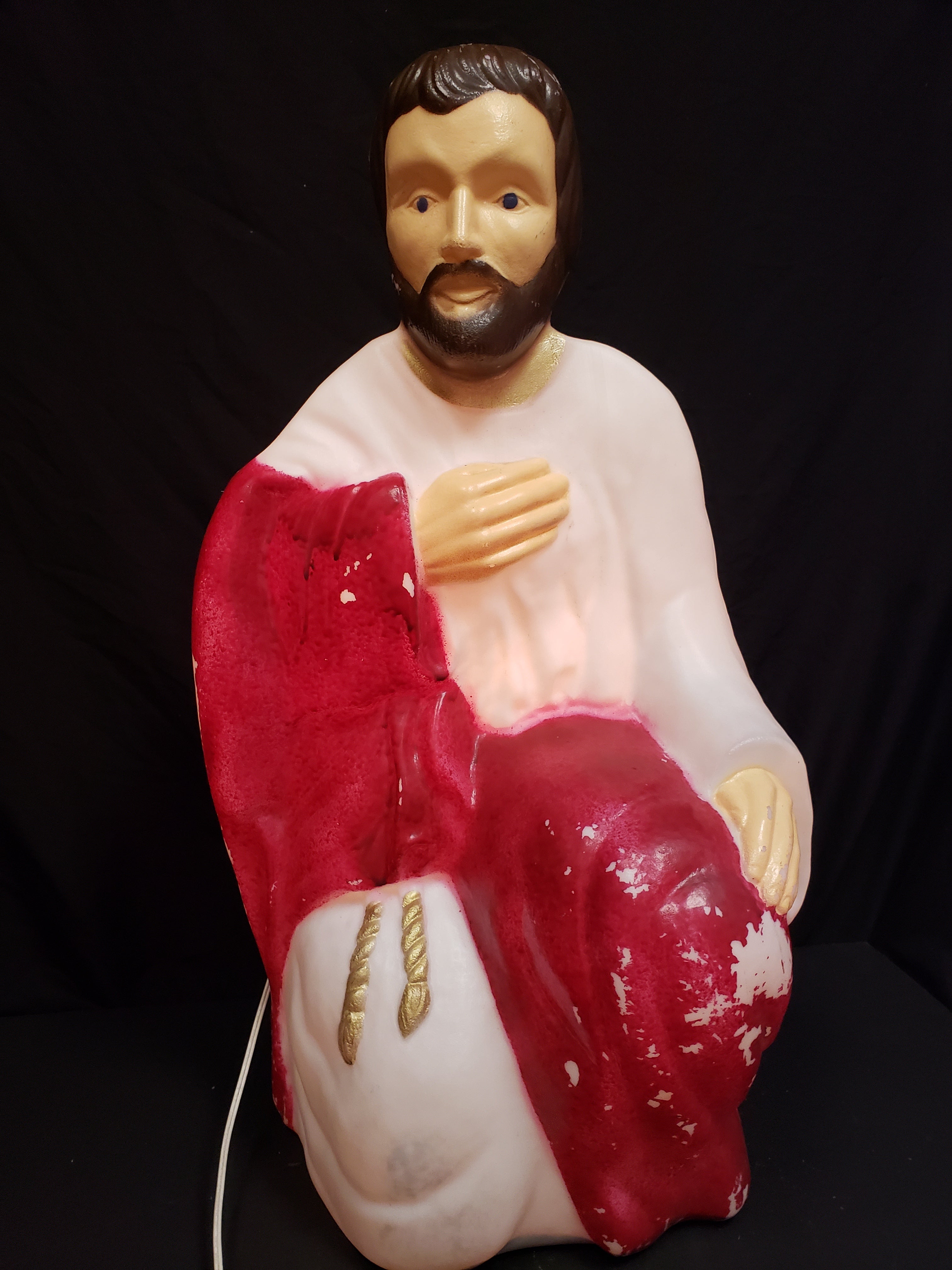 Vintage Christmas Blow Mold Nativity Joseph Maroon Figurine 29" (lot 2245)