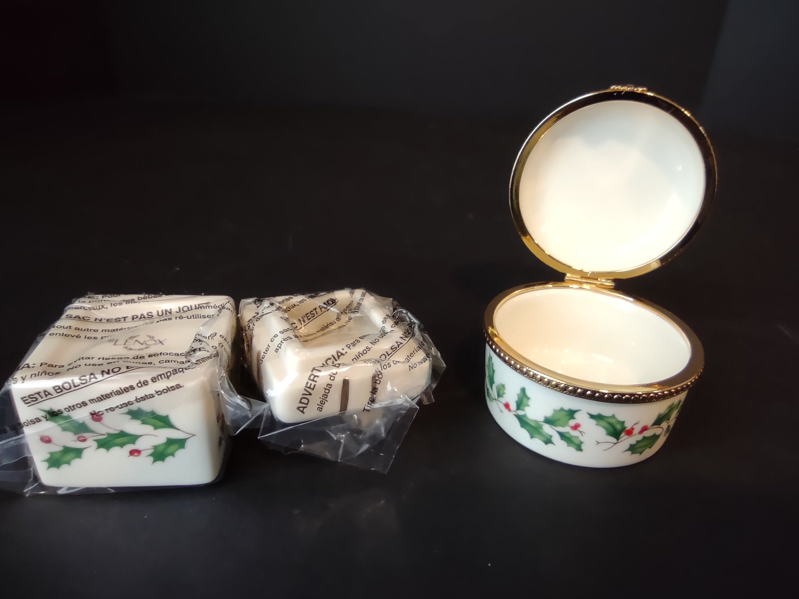 Vintage 2 x Lenox Mini Holley Jewelry Box Small Vase x 3 (1210)