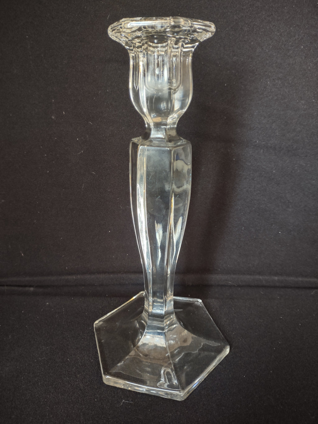 Vintage Clear Glass Candle Holder 10" (lot 2516c)