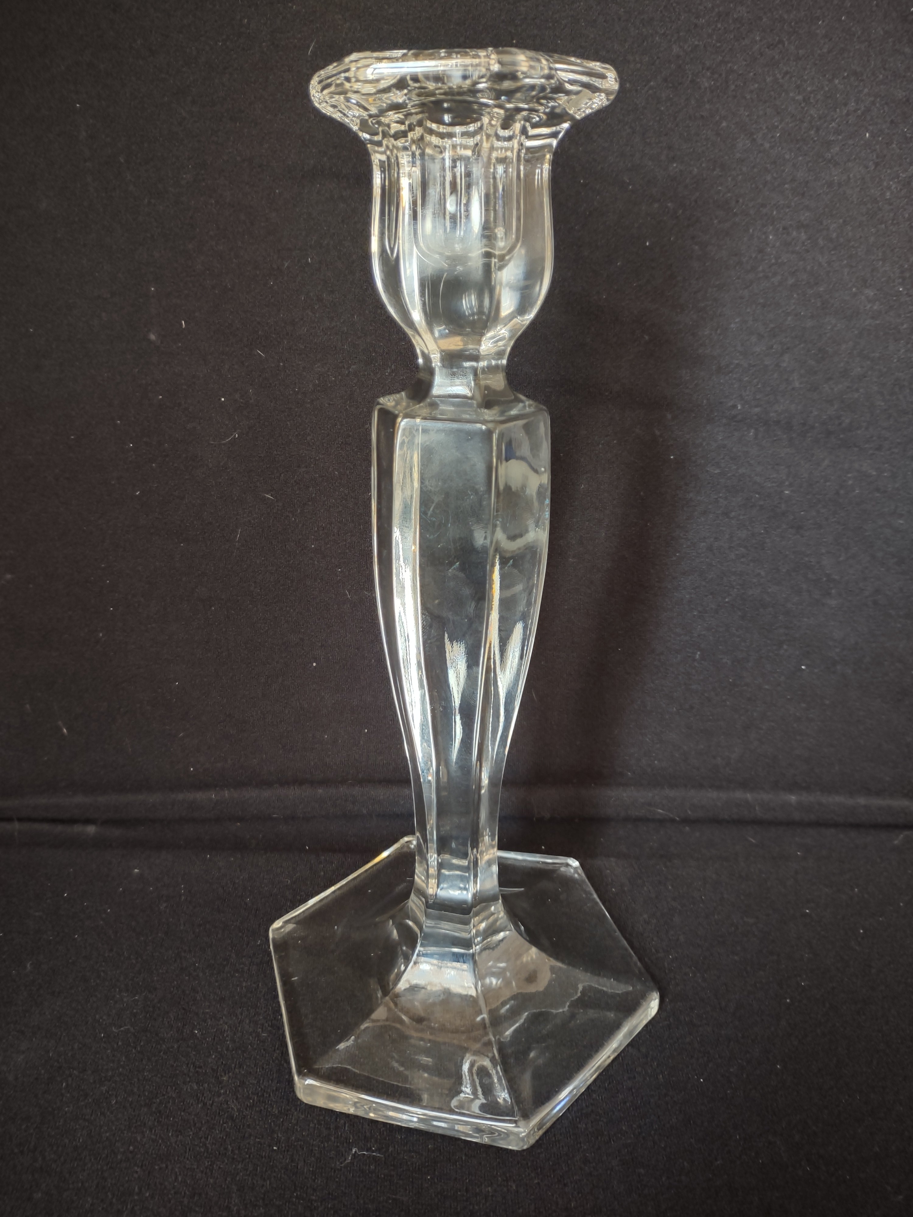 Vintage Clear Glass Candle Holder 10" (lot 2516c)