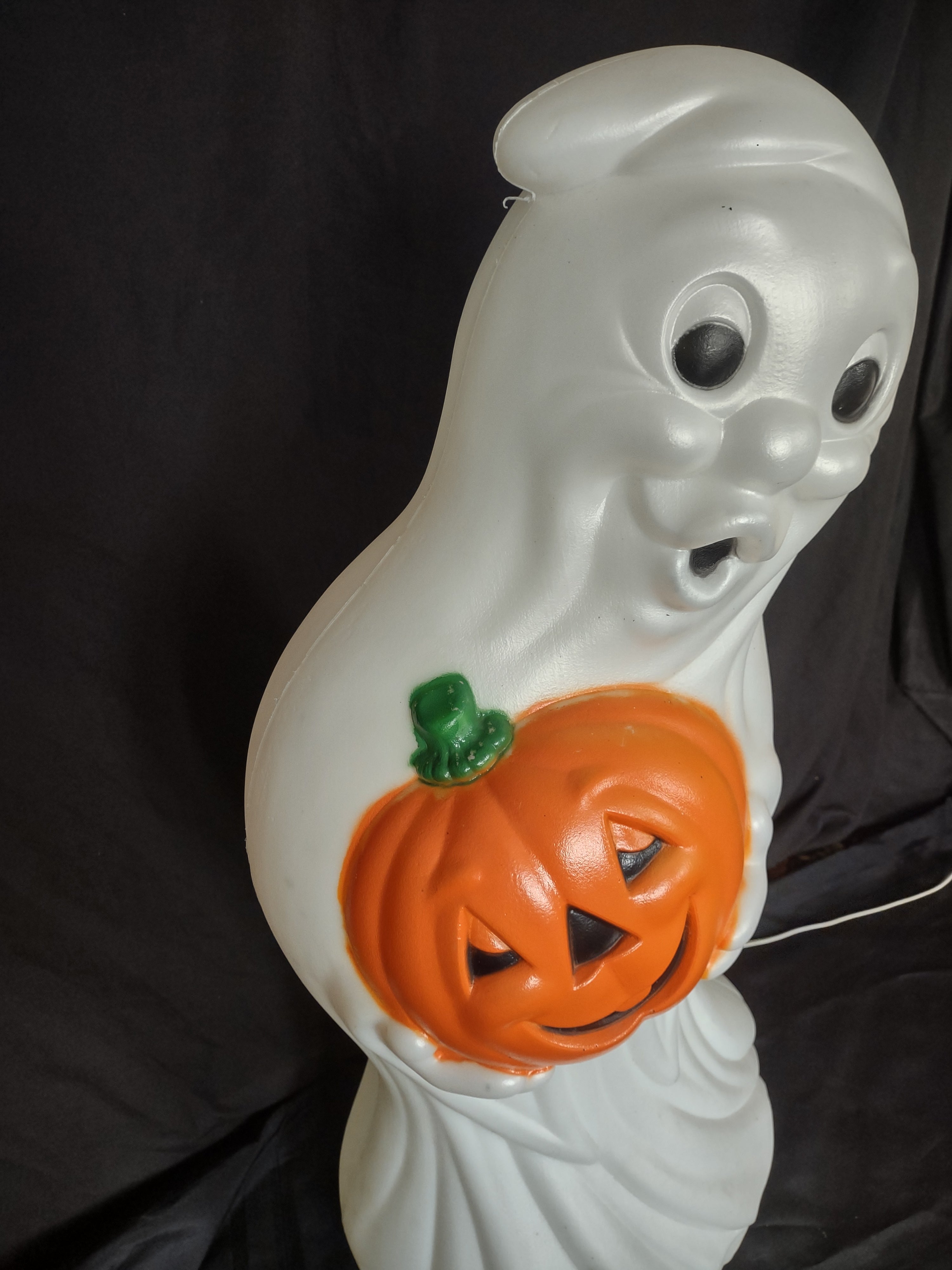 Vintage 33" General Foam Halloween Ghost Holding Pumpkin Blow Mold (lot 3254j)