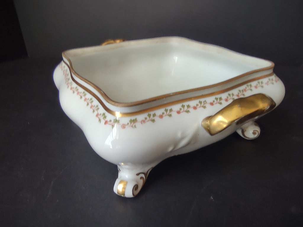 Old Abbey France Limoges Serving Dish NO LID Clover Gold Trim (lot 870)