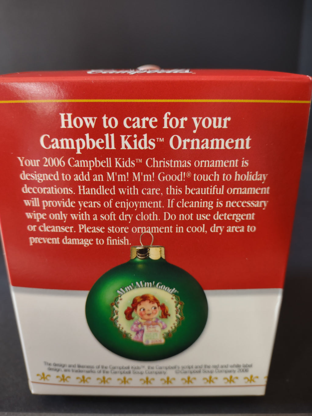 Vintage Christmas 2006 Green Campbells Collector Ornament (Lot 4695)