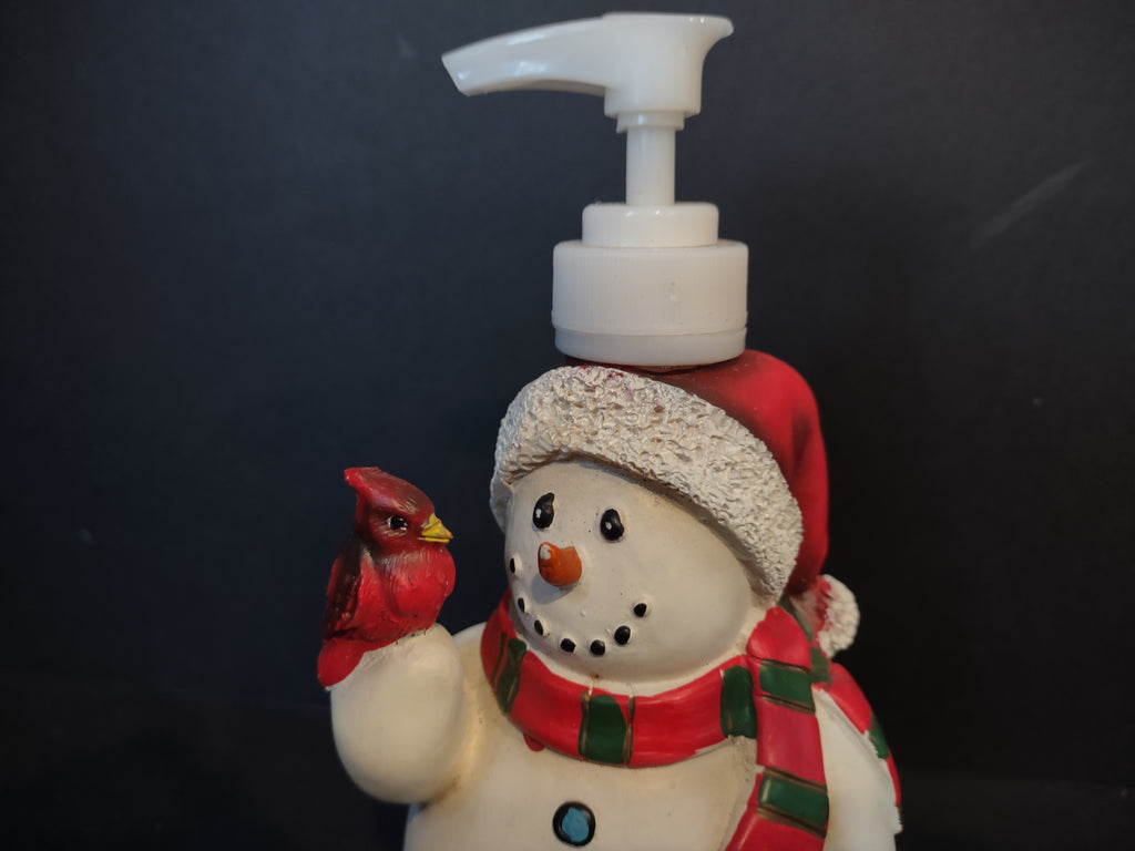 Vintage Soap Dispenser Snowman Christmas Robin Laurie (lot 2461)