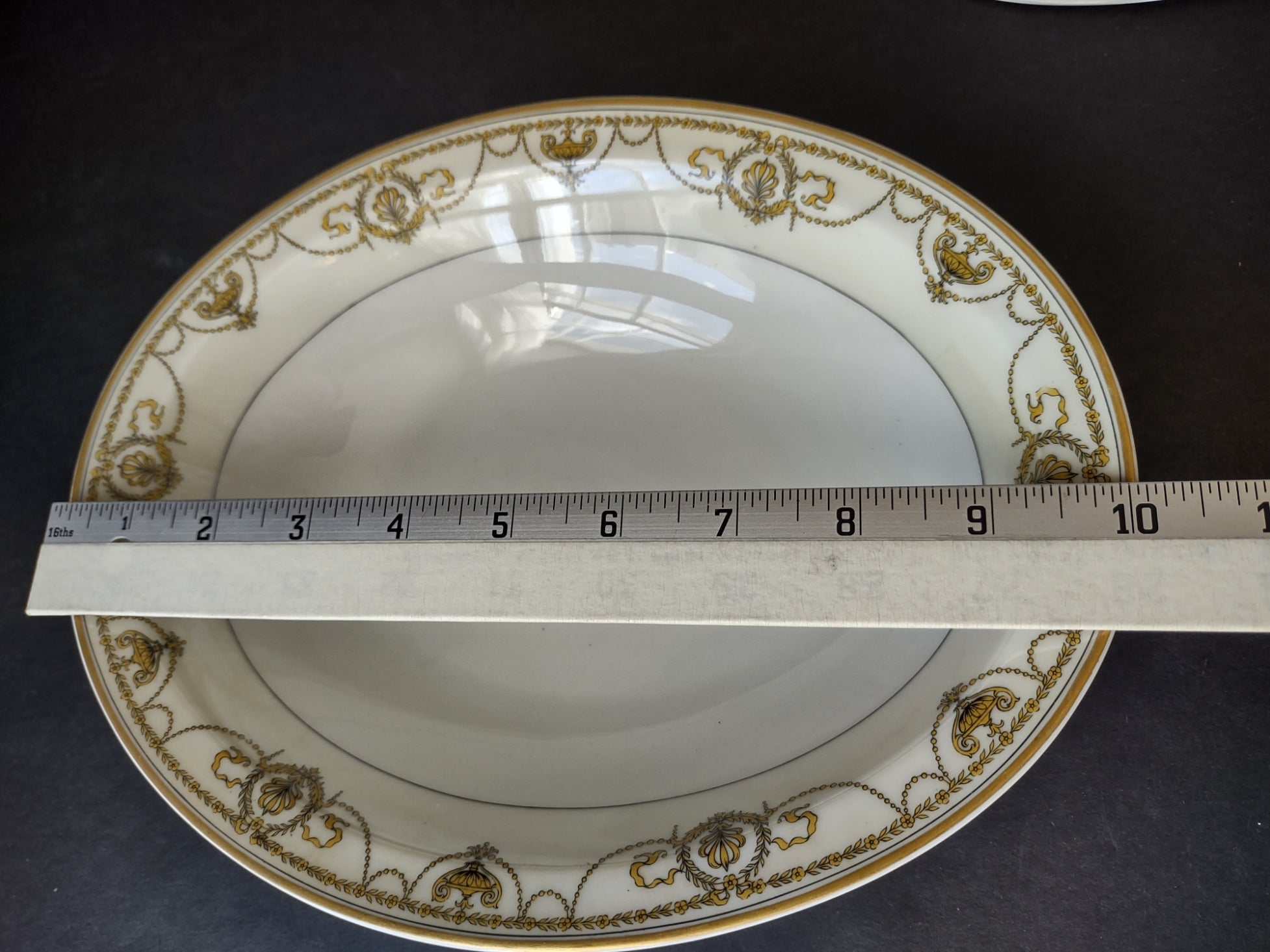Haviland Limoges Eugenie Serving Bowl & Platter Yellow Swag Ribbon (lot 945)