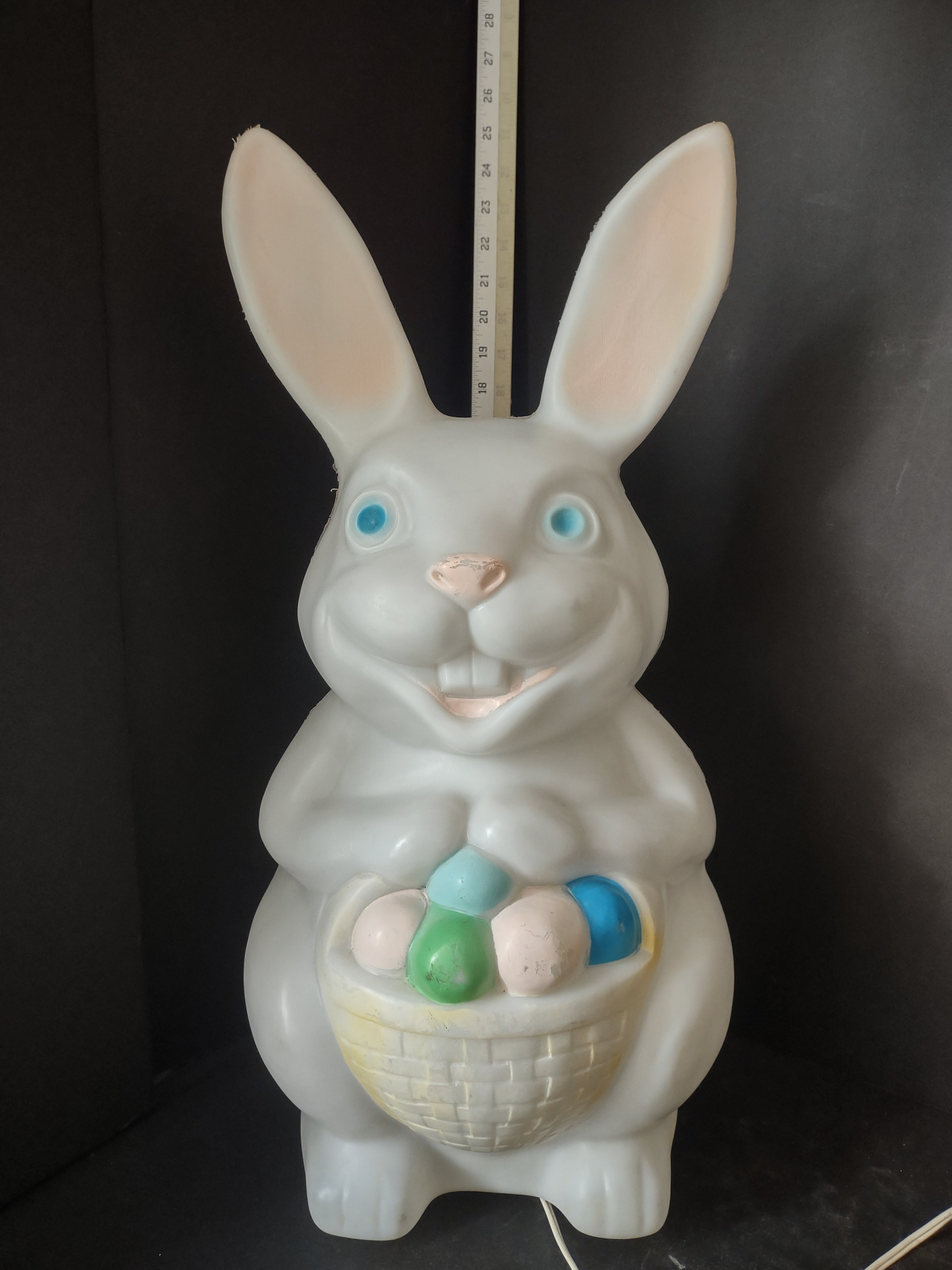Vintage Easter Bunny Blow Mold Egg Basket (lot 2543c)