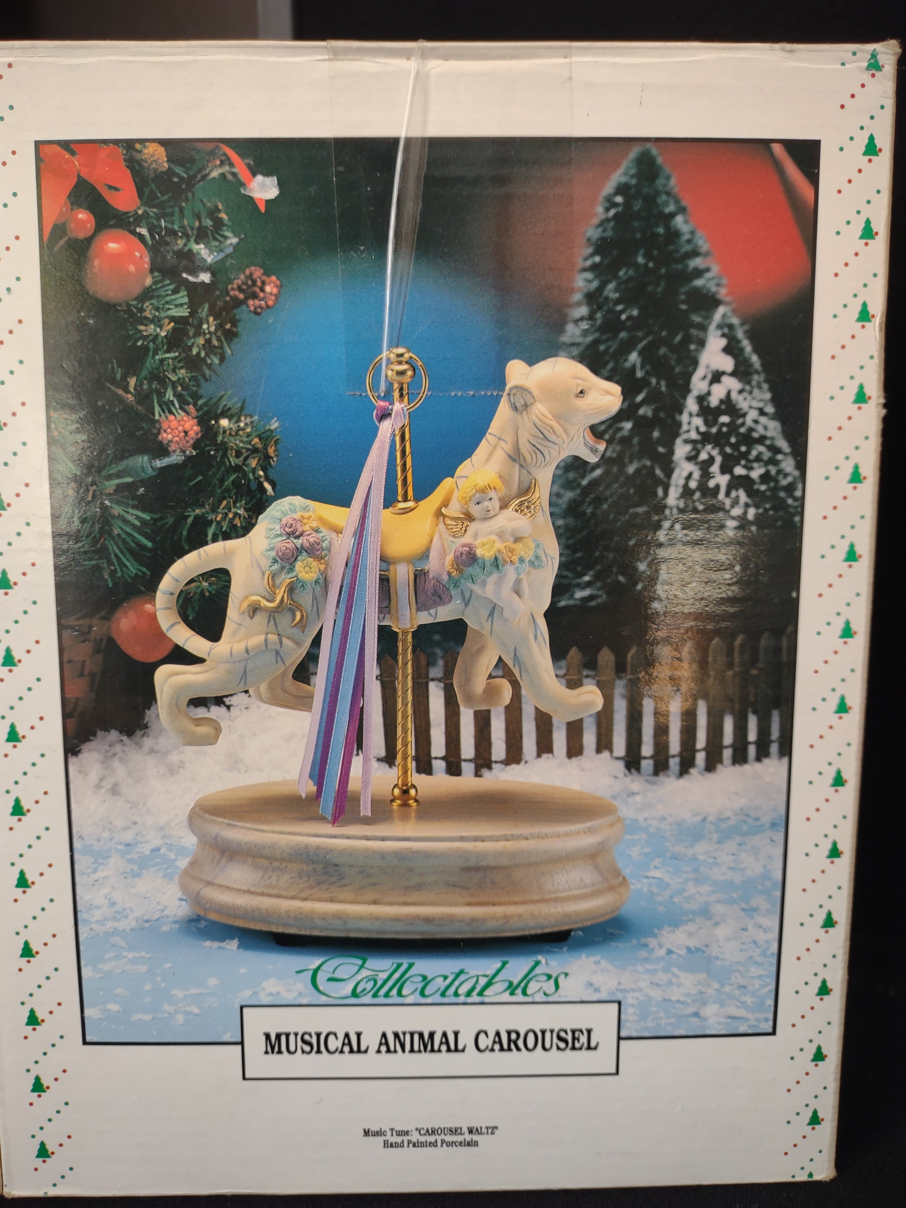Vintage Christmas Musical Animal Carousel Plays Waltz Hand Painted Porcelain (lot 2380)