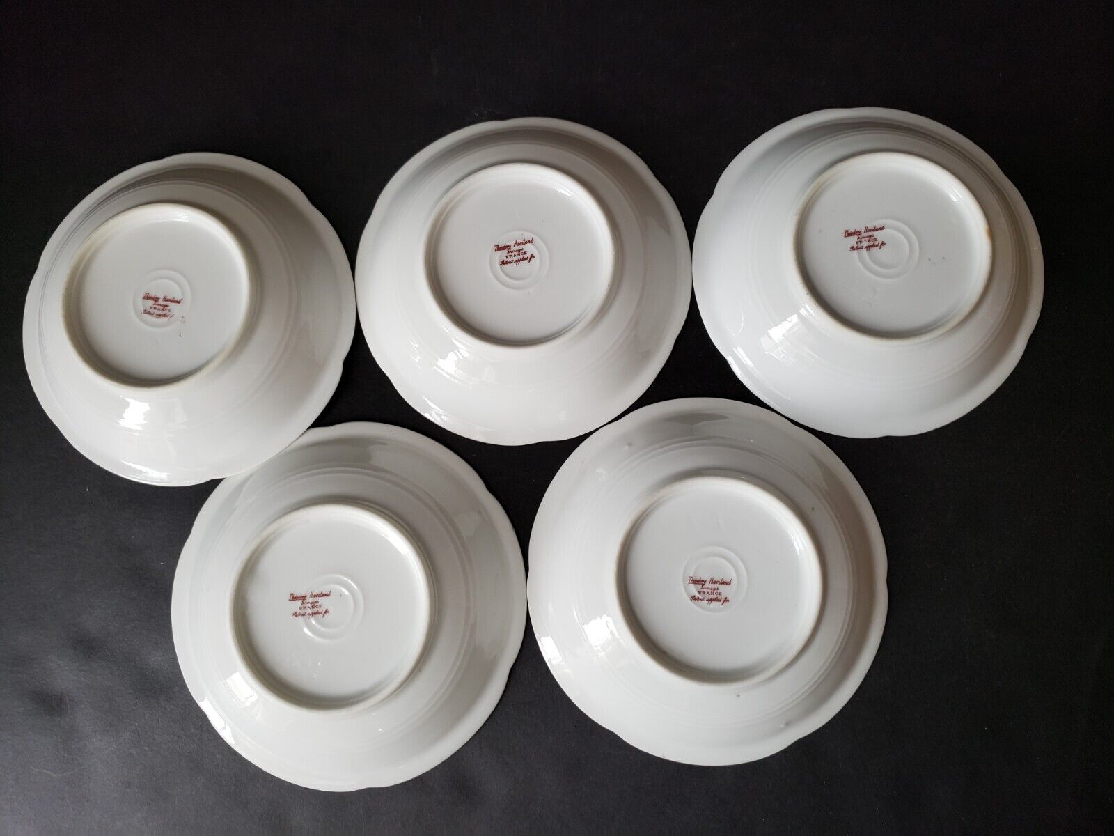 Haviland Limoges France 5 x Bowl 5" Gold Trim Pink Blue Forget Me Not (lot 573)