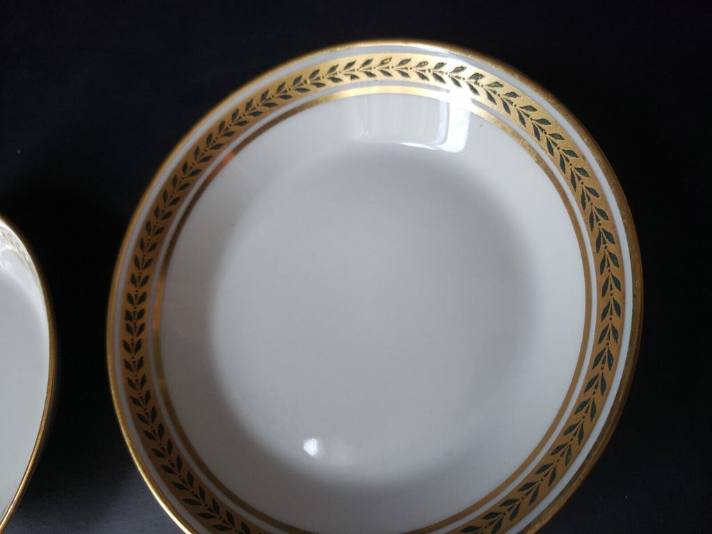 JP Limoges France Gold Trim Green Laurel 2 x Small Bowl 5" (lot 598)