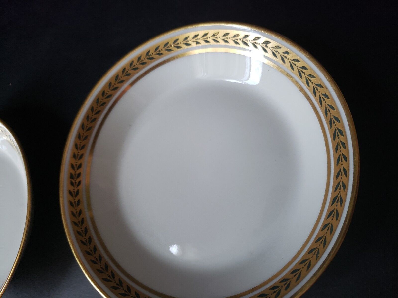 JP Limoges France Gold Trim Green Laurel 2 x Small Bowl 5" (lot 598)