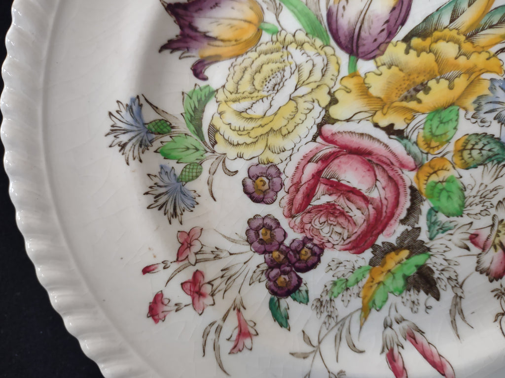 Vintage Johnson Bros Garden Bouquet Ironstone England Lunch Plate (lot 5614)