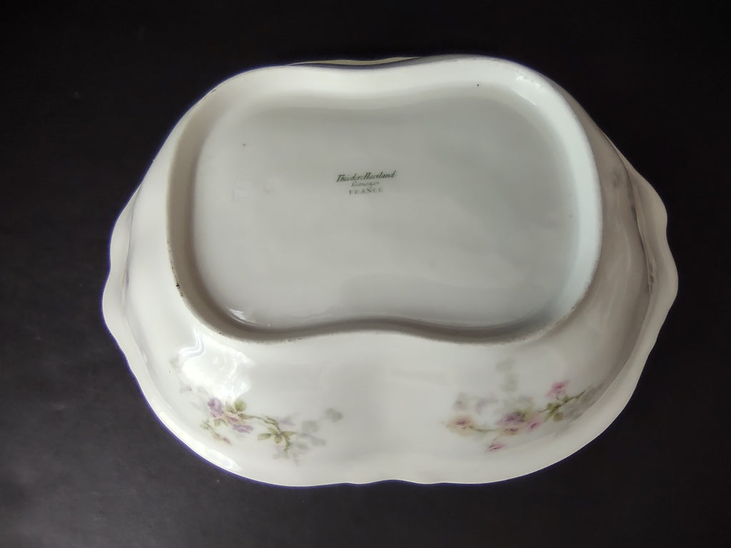Haviland Limoges Serving Bowl Platter Pink Purple Yellow Rose (lot 842)