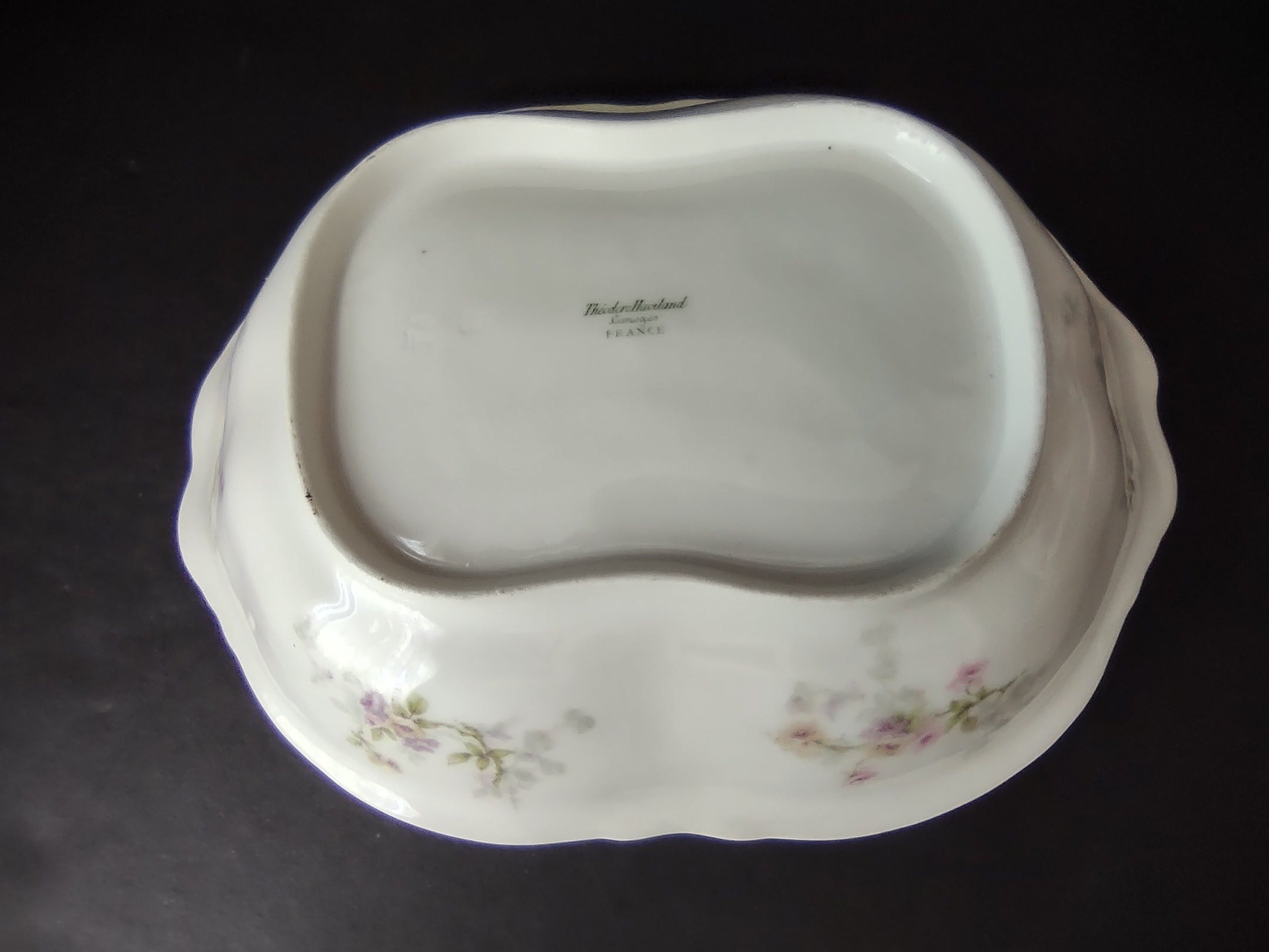 Haviland Limoges Serving Bowl Platter Pink Purple Yellow Rose (lot 842)