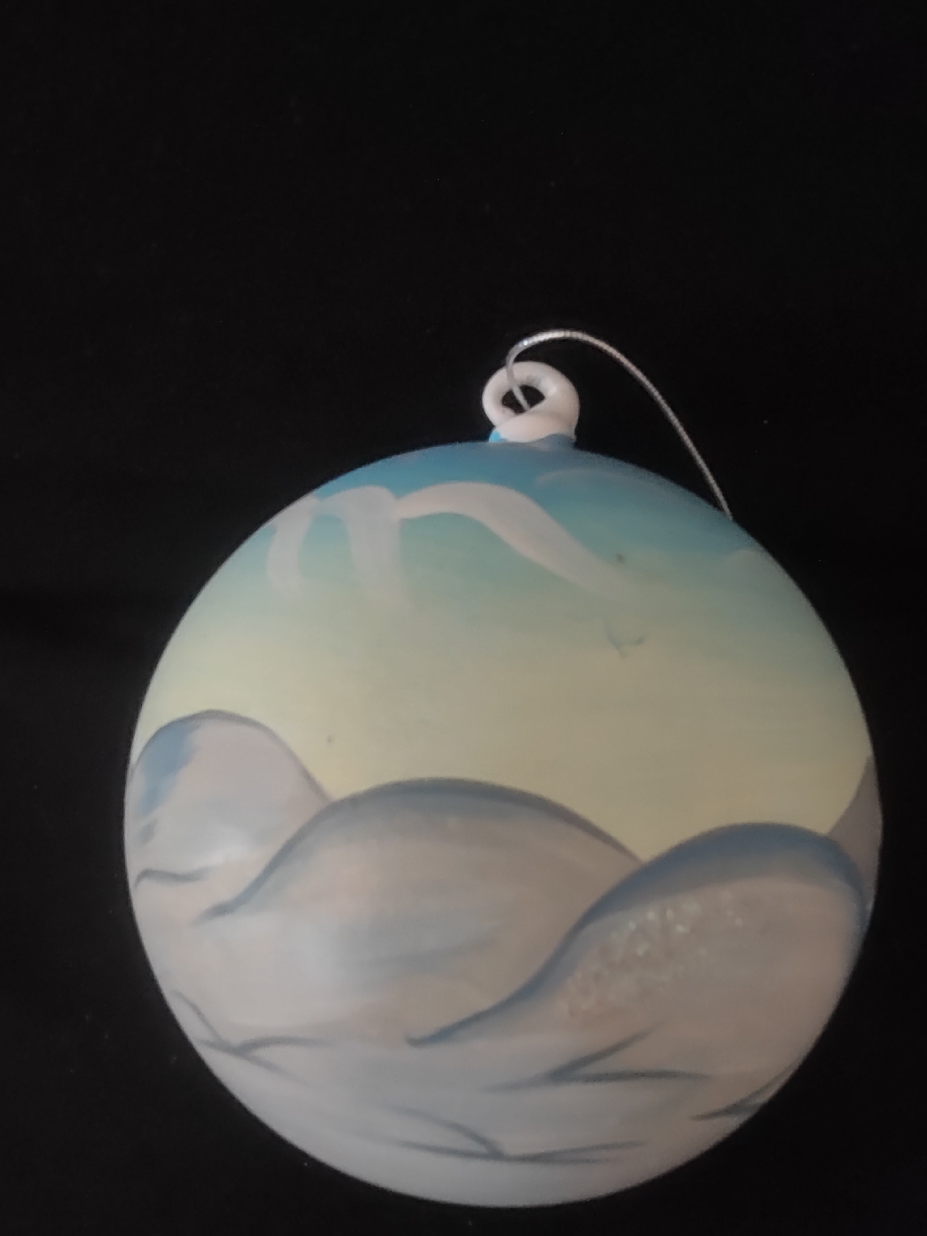 Christmas Glass Ornament House Snow Pine Tree Winter Scene (Lot 4165)