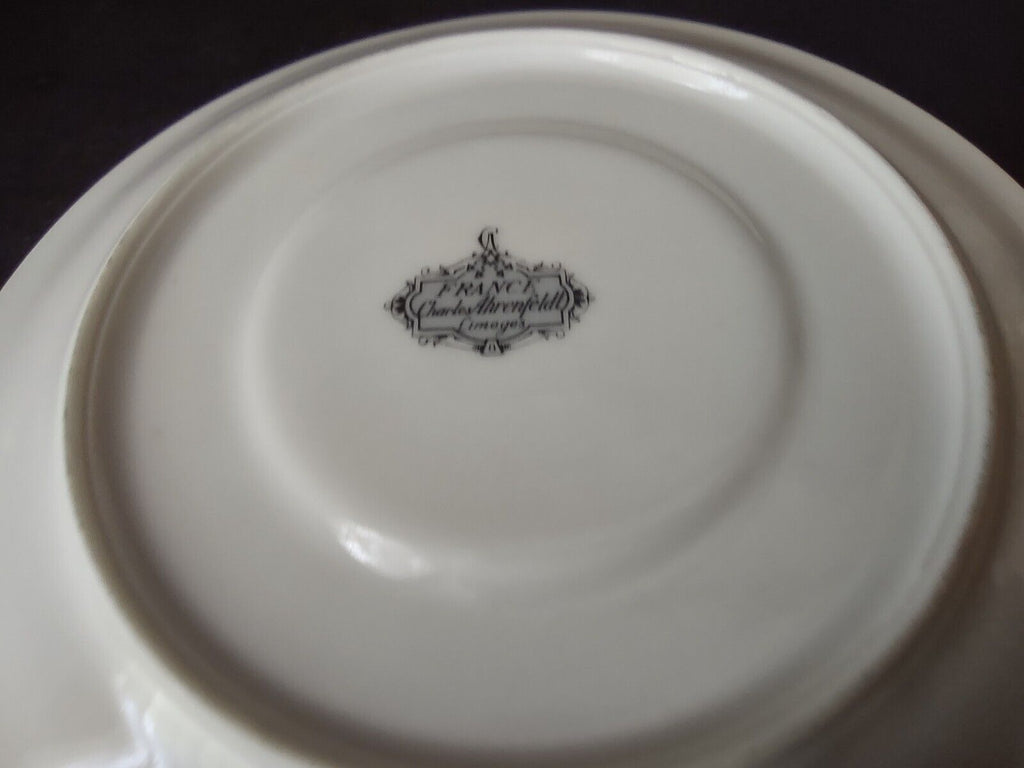Ahrenfeldt Limoges France Saucer ONLY Bouillon Gold Blue Trim Rose (lot 738)