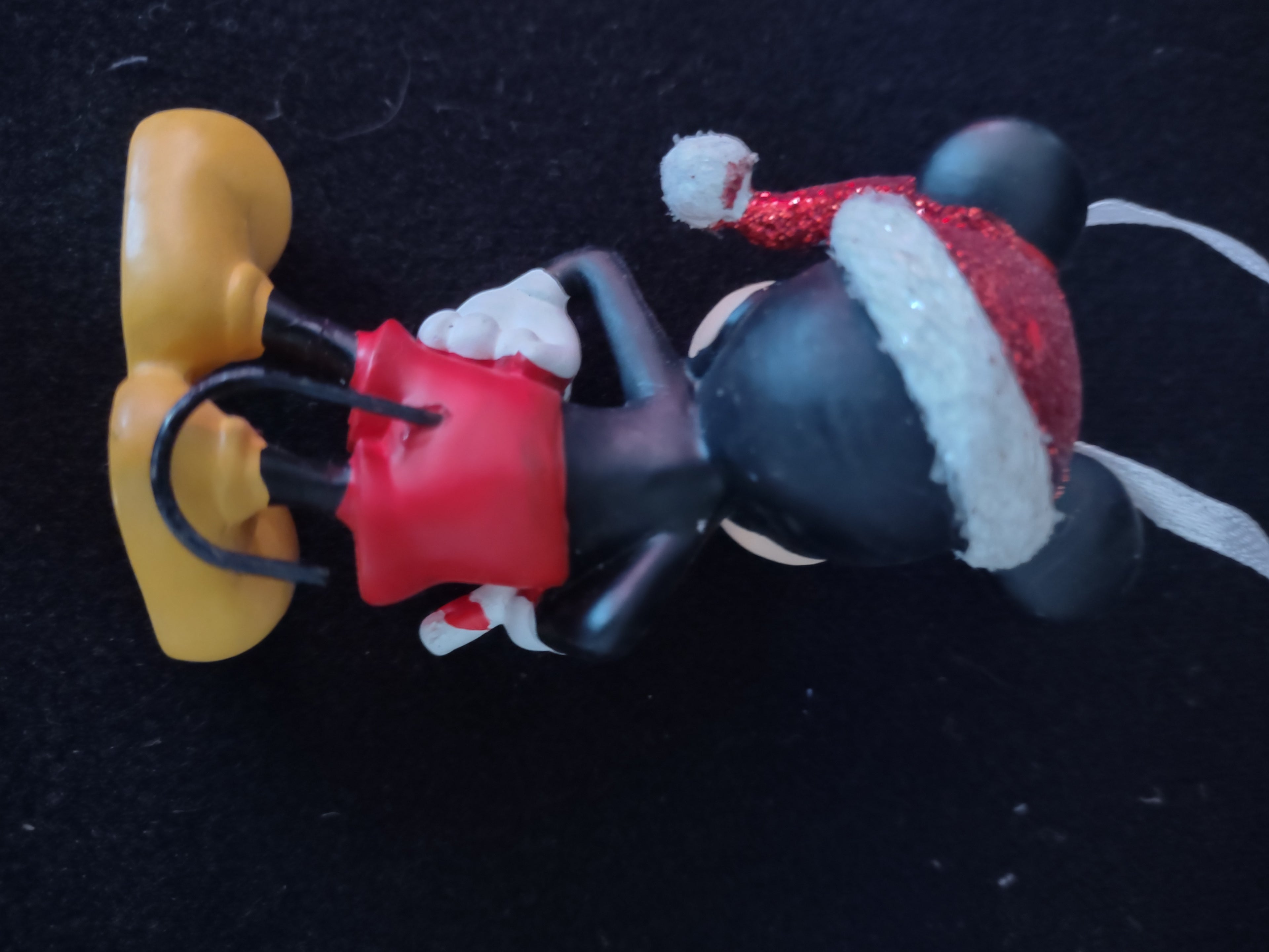 Vintage Disney Mickey Mouse Christmas Ornament Santa Hat Candy Cane (Lot 4799)