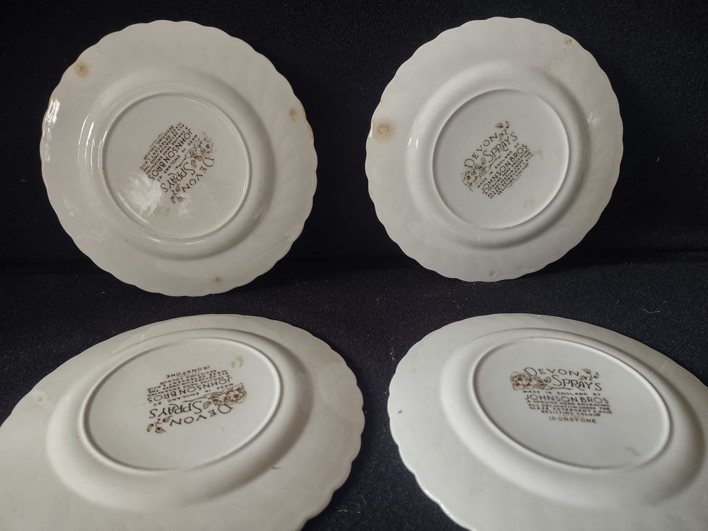 Vintage Johnson England Ironstone Devon Sprays Small 6-1/2" Plate x 4 (lot 5599)