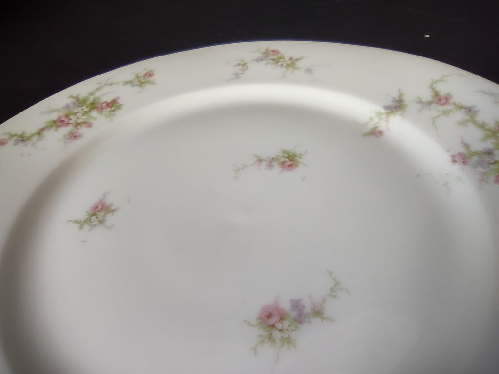 Haviland Limoges Dinner Plate Rose White Purple Flower Moss (lot 896)