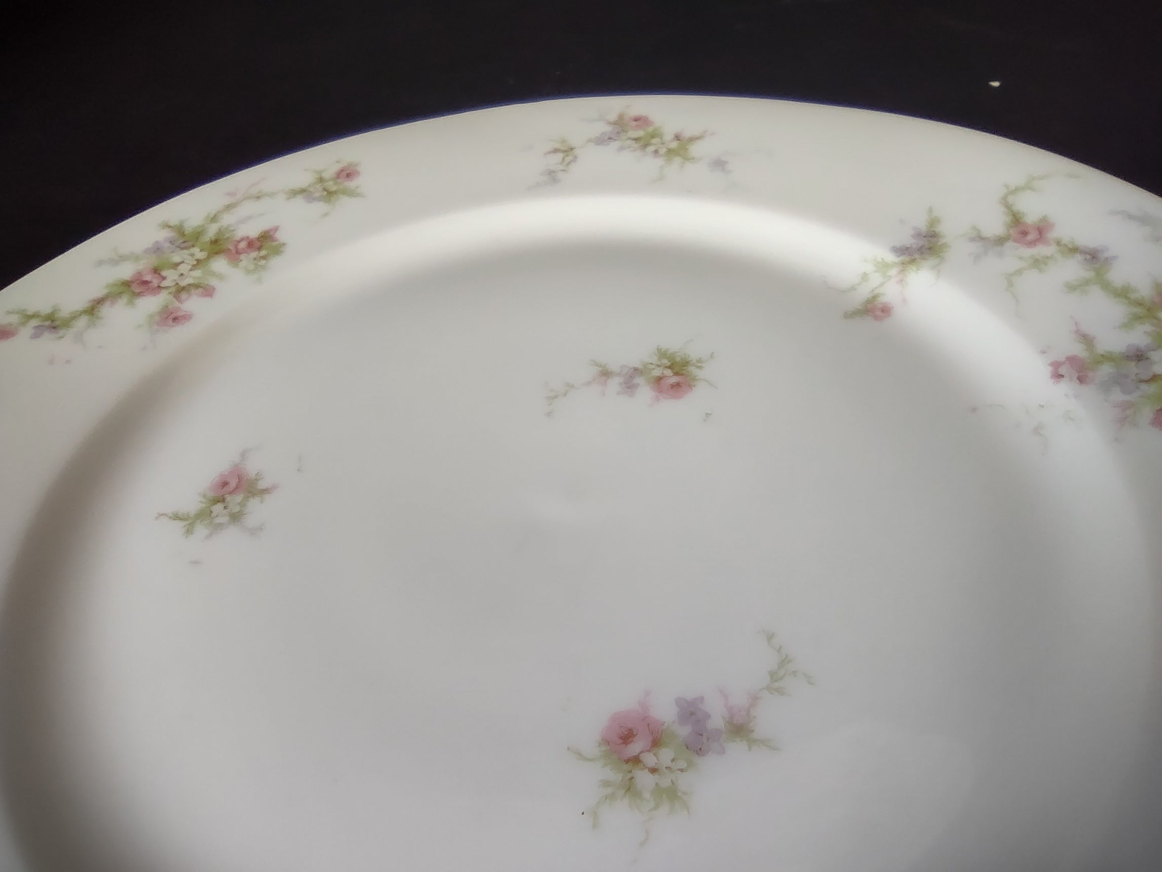 Haviland Limoges Dinner Plate Rose White Purple Flower Moss (lot 896)