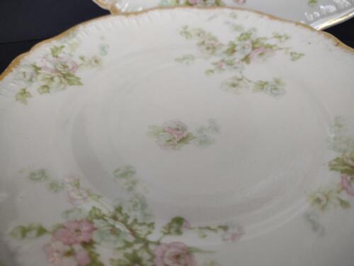 lot 774 Haviland Limoges Dinner Luncheon Plate Large Green White Roses Gold Trim