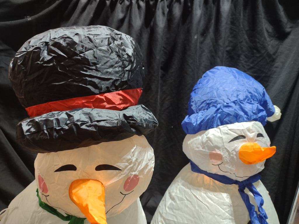 Vintage Christmas Snowman Family of 3 Inflatable NO Stakes 3 Ft (lot 3250j)