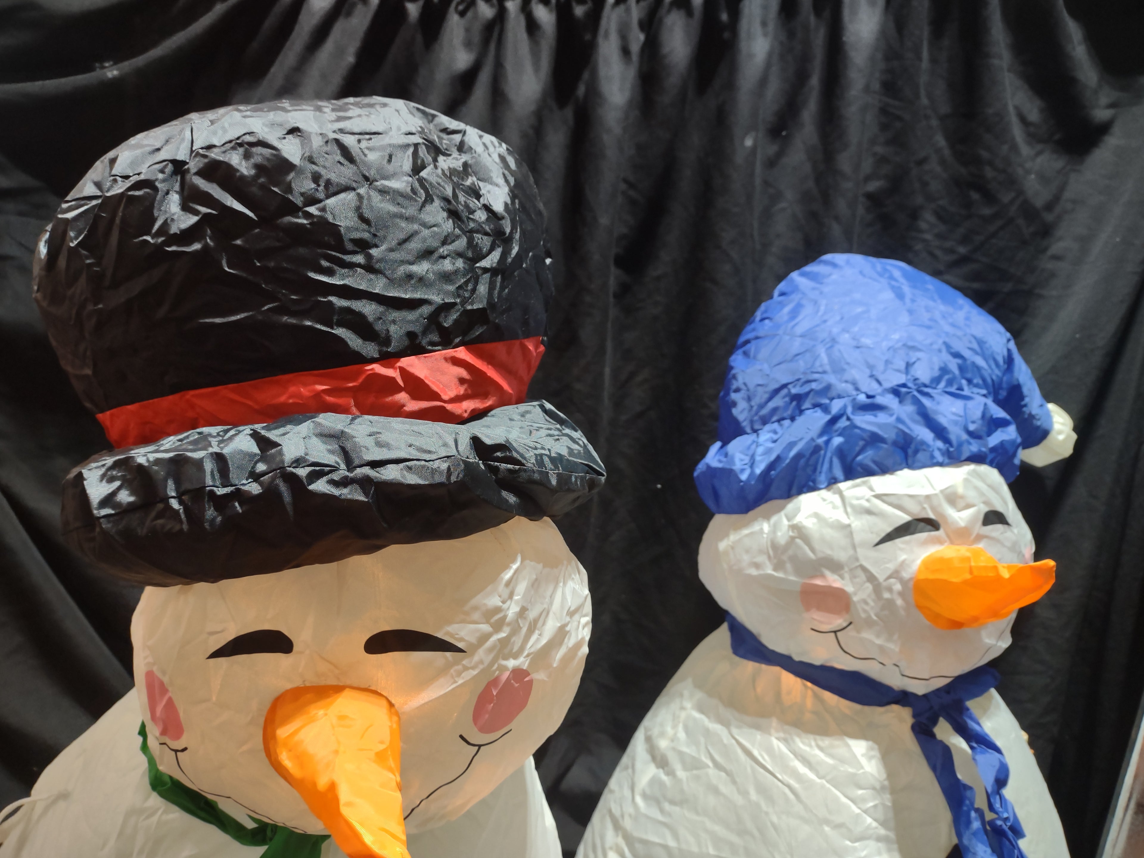 Vintage Christmas Snowman Family of 3 Inflatable NO Stakes 3 Ft (lot 3250j)